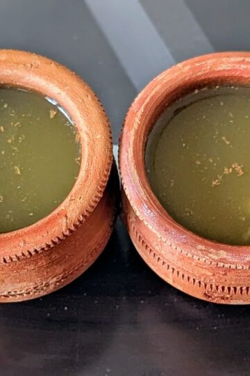two pots of pineapple cold soup