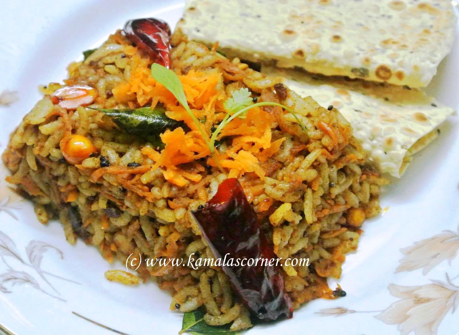 Carrot Puliyodharai (Tamarind Rice)