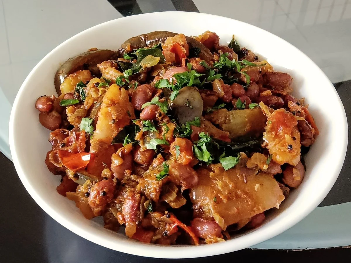 Potato Brinjal Butter Beans Curry