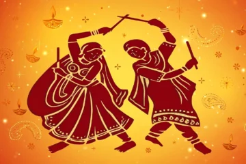Dandiya dancers celebrating Navaratri
