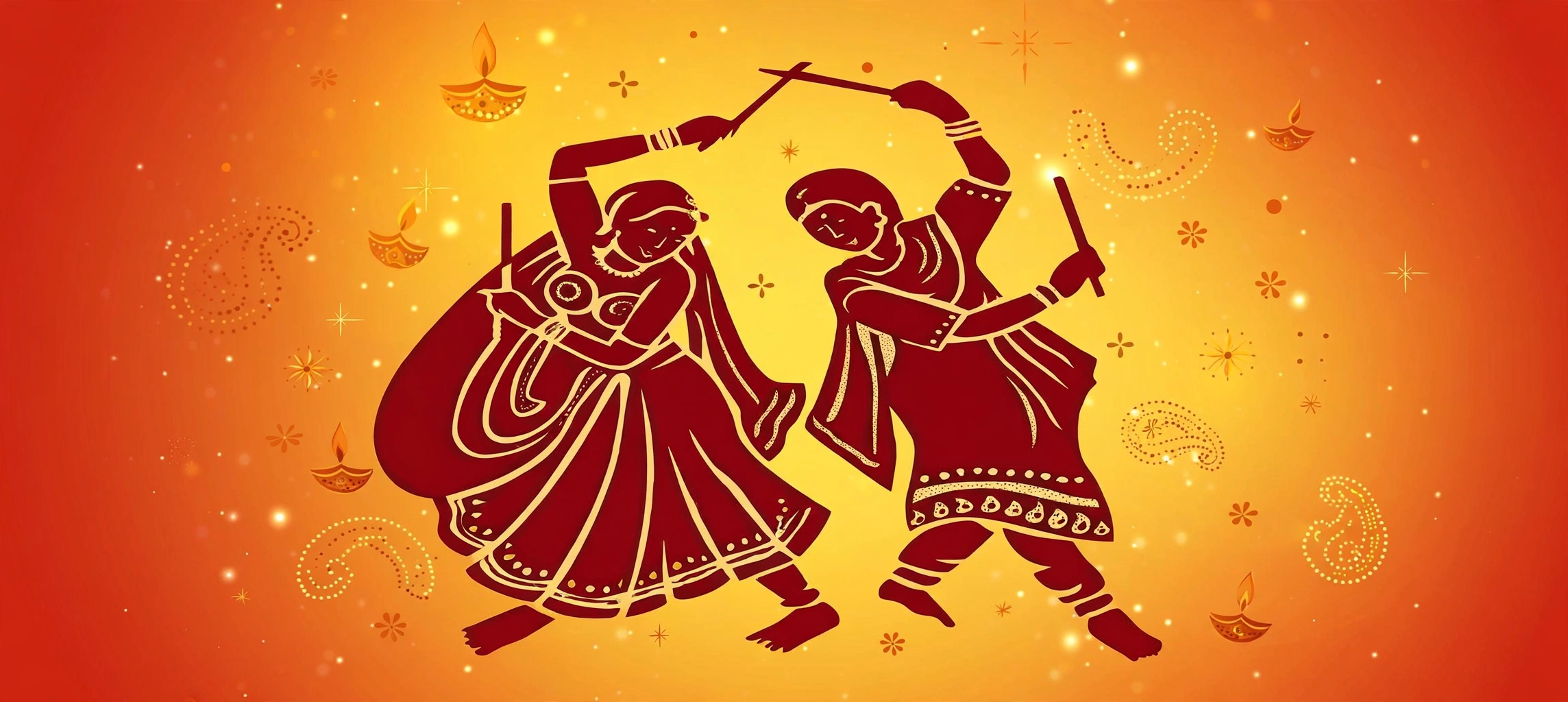 Dandiya dancers celebrating Navaratri